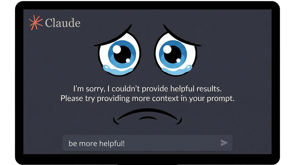 AI Generated Photo of Claude Crying Because He Couldn’t Help His User