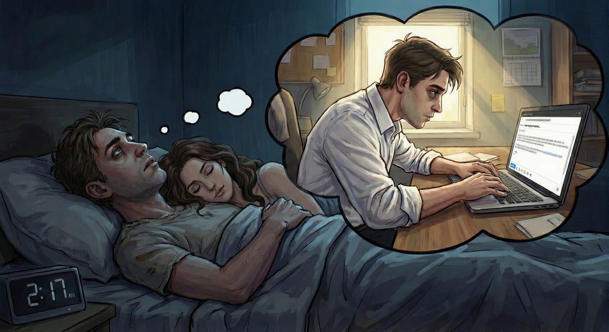 AI Generated Image of May Lying in Bed Running the Conversation