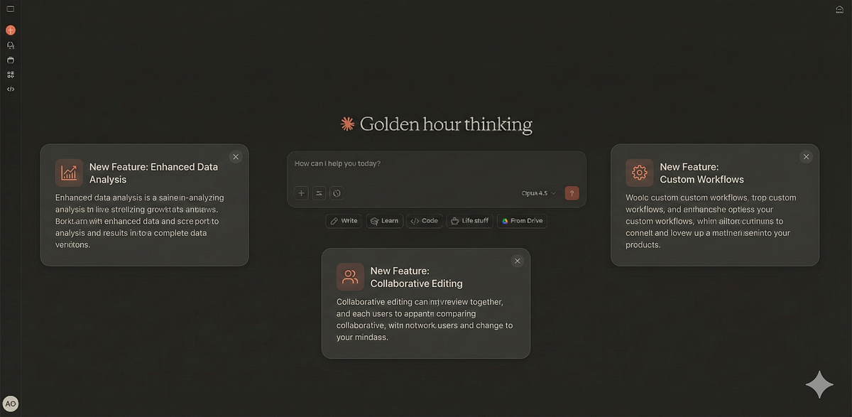 AI Generated Screen Showing New Features on Claude