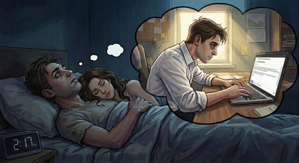 AI Generated Image of May Lying in Bed Running the Conversation