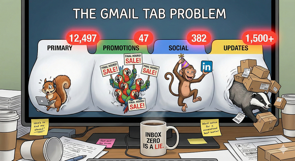 AI Generated Image of Gmail Tabs Bulging with Email